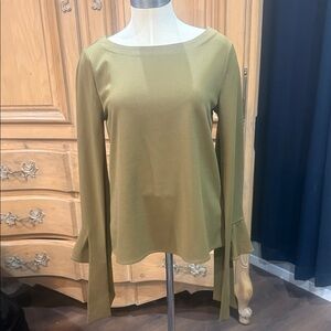 Ann Taylor Olive Green draped long sleeve top